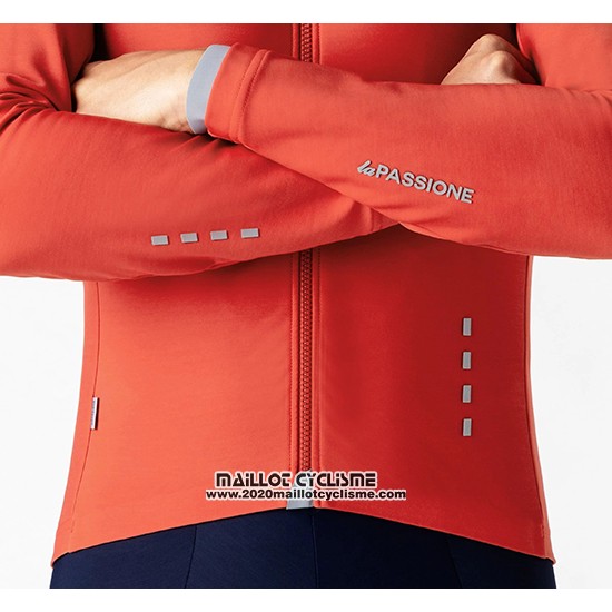 2019 Maillot Ciclismo La Passione Orange Gris Manches Longues et Cuissard